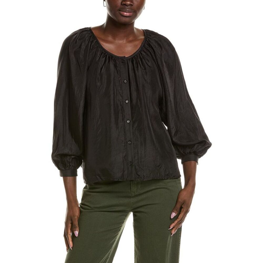 Emerson Fry Womens Frances Silk Blouse, Black